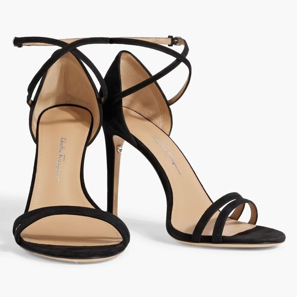 NWOB Salvatore Ferragamo Ines X5 Black Suede Heels Sz 9 - Picture 1 of 9